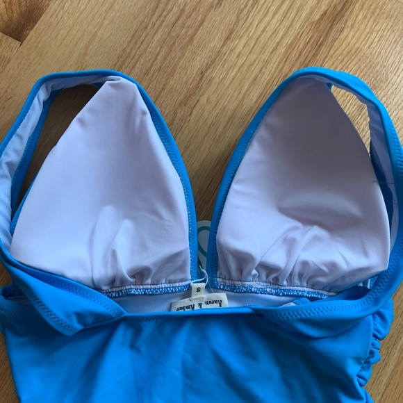 Shophopes blue deep vneck ruched one piece swim - Picture 6 of 7